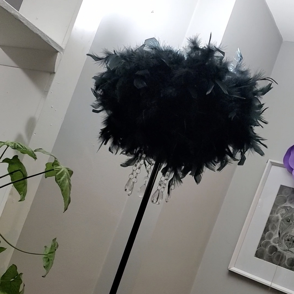 Handmade chandelier feather floor lamp 71'